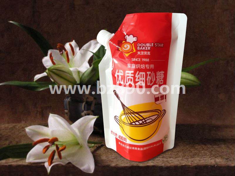 The manufacturer prints customized icing sugar self-supporting nozzle bag color printing logo QS certification